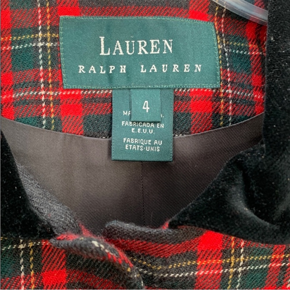 Ralph Lauren Holiday Vintage Tartan Plaid Red Jacket Gold w/ Black Velvet Collar - Picture 14 of 15